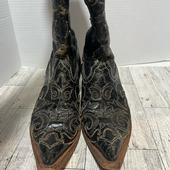 The Lizzie Boots by Corral lizard leather cowboy western boots size 6 wide black - Picture 6 of 9